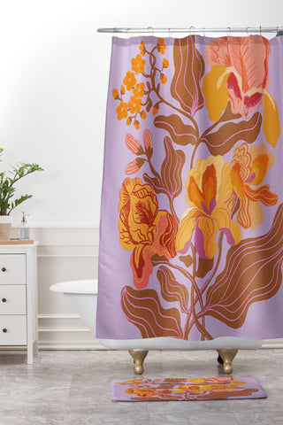 Gigi Rosado Orange flowers I Shower Curtain And Mat