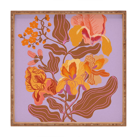 Gigi Rosado Orange flowers I Square Tray
