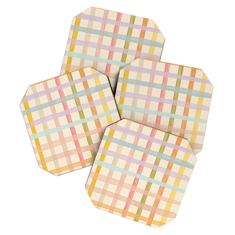 Gigi Rosado Pastel plaid I Coaster Set