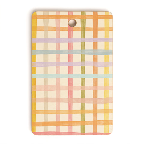 Gigi Rosado Pastel plaid I Cutting Board Rectangle