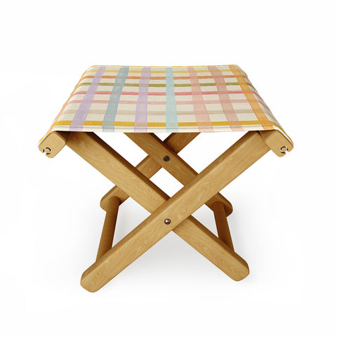 Gigi Rosado Pastel plaid I Folding Stool