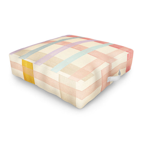 Gigi Rosado Pastel plaid I Outdoor Floor Cushion