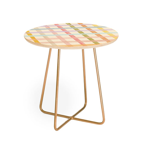 Gigi Rosado Pastel plaid I Round Side Table