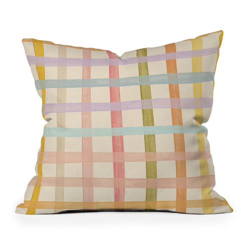 Gigi Rosado Pastel plaid I Throw Pillow