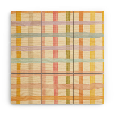 Gigi Rosado Pastel plaid I Wood Wall Mural