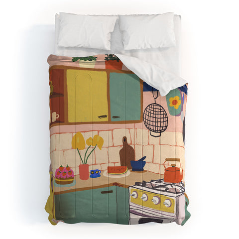 Gigi Rosado Retro kitchen Comforter