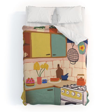 Gigi Rosado Retro kitchen Duvet Cover