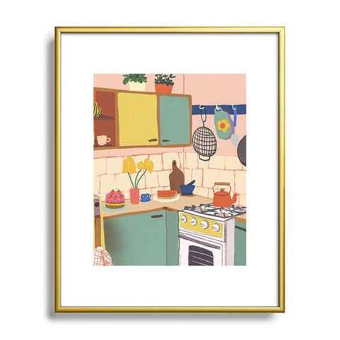 Gigi Rosado Retro kitchen Metal Framed Art Print