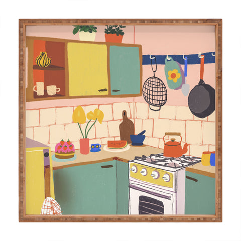 Gigi Rosado Retro kitchen Square Tray