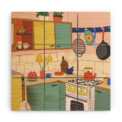Gigi Rosado Retro kitchen Wood Wall Mural