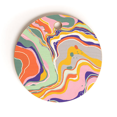 Gigi Rosado Retro marble 1 Cutting Board Round