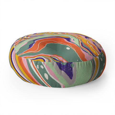 Gigi Rosado Retro marble 1 Floor Pillow Round
