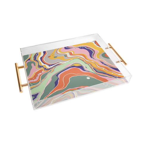 Gigi Rosado Retro marble 1 Acrylic Tray