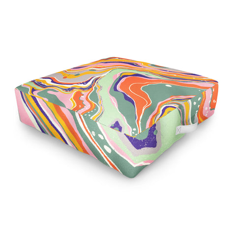 Gigi Rosado Retro marble 1 Outdoor Floor Cushion