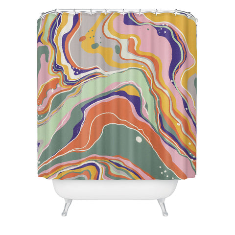 Gigi Rosado Retro marble 1 Shower Curtain