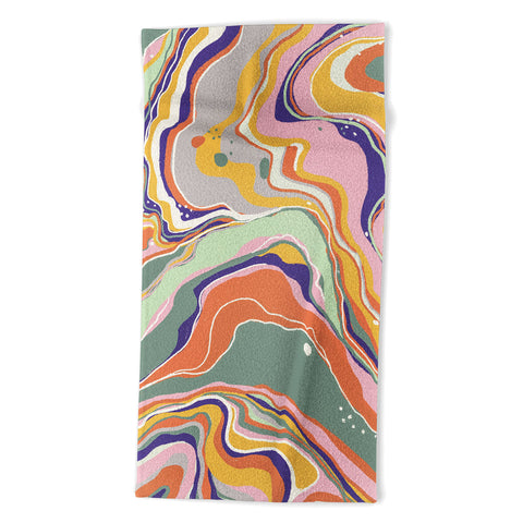 Gigi Rosado Retro marble 1 Beach Towel