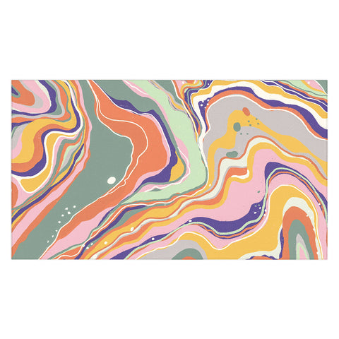 Gigi Rosado Retro marble 1 Tablecloth