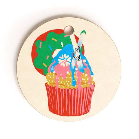 Gigi Rosado Ski cupcake Cutting Board Round