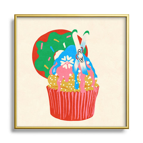 Gigi Rosado Ski cupcake Square Metal Framed Art Print