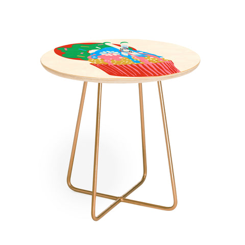 Gigi Rosado Ski cupcake Round Side Table