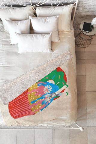 Gigi Rosado Ski cupcake Fleece Throw Blanket