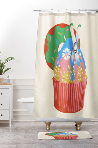 Gigi Rosado Ski cupcake Shower Curtain And Mat