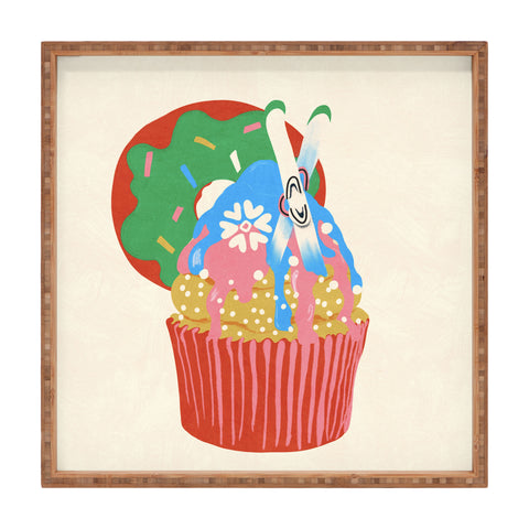 Gigi Rosado Ski cupcake Square Tray