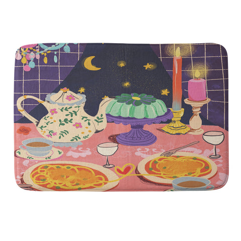 Gigi Rosado Spaghetti dinner date Memory Foam Bath Mat