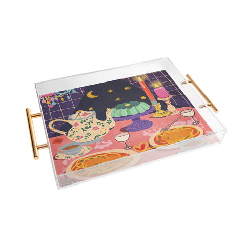 Gigi Rosado Spaghetti dinner date Acrylic Tray