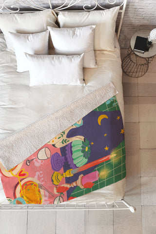 Gigi Rosado Spaghetti dinner date Fleece Throw Blanket