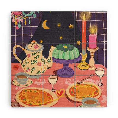 Gigi Rosado Spaghetti dinner date Wood Wall Mural