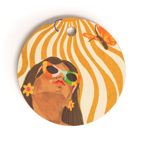 Gigi Rosado Sun woman Cutting Board Round