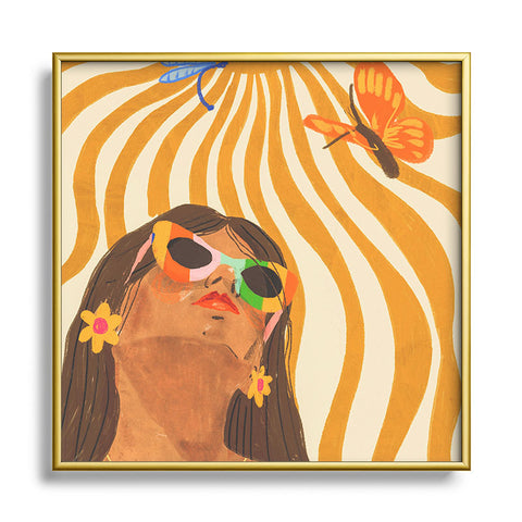 Gigi Rosado Sun woman Square Metal Framed Art Print