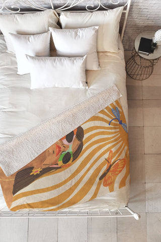 Gigi Rosado Sun woman Fleece Throw Blanket