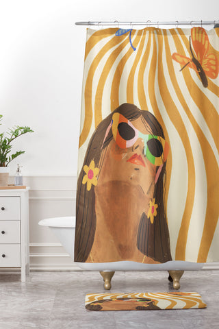 Gigi Rosado Sun woman Shower Curtain And Mat