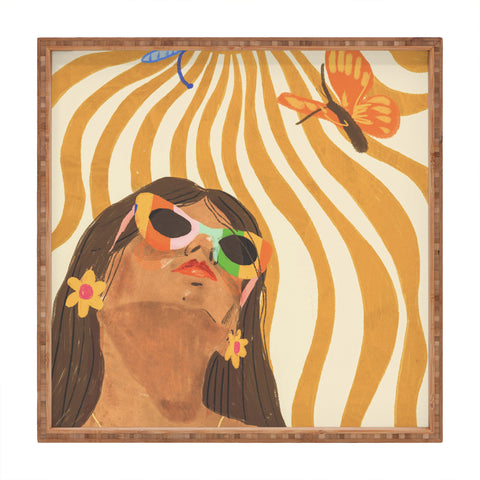Gigi Rosado Sun woman Square Tray