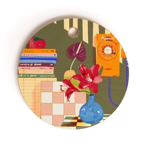Gigi Rosado Telephone still life Cutting Board Round