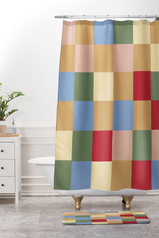 Gigi Rosado Tiles II Shower Curtain And Mat