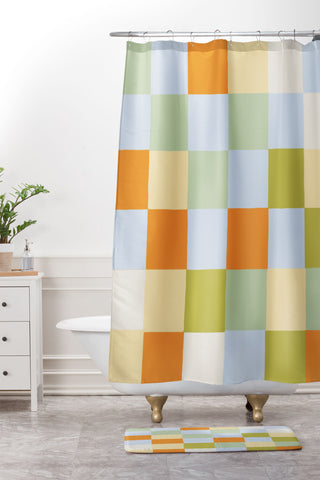 Gigi Rosado Tiles III Shower Curtain And Mat