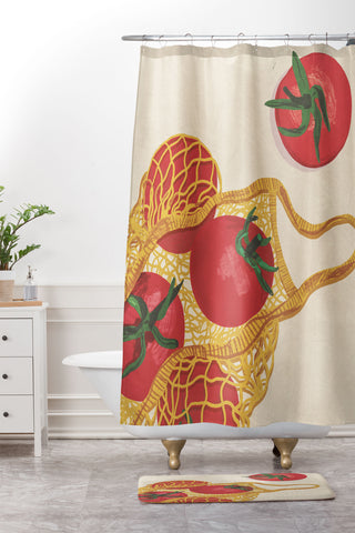 Gigi Rosado Tomatoes II Shower Curtain And Mat