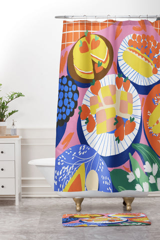 Gigi Rosado Victoria sponge still life Shower Curtain And Mat