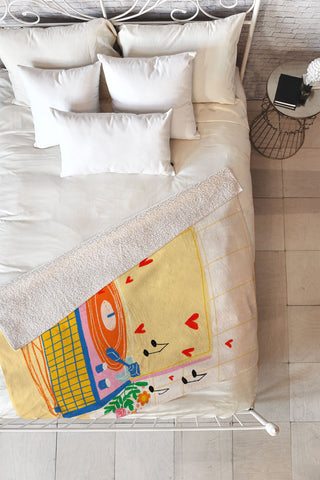 Gigi Rosado Vinyl love Fleece Throw Blanket
