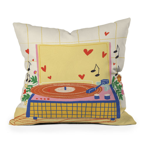 Gigi Rosado Vinyl love Outdoor Throw Pillow