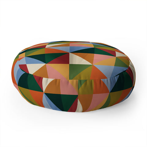 Gigi Rosado Warm triangles Floor Pillow Round
