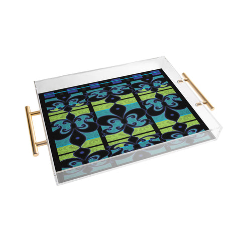 Gina Rivas Design Peacock Patch Greens Acrylic Tray