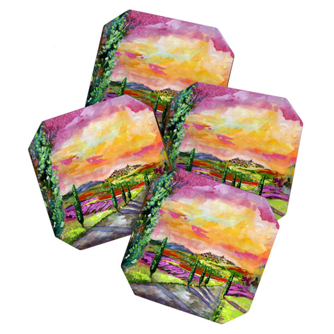 Ginette Fine Art A Sunny View In Umbria Italy Coaster Set