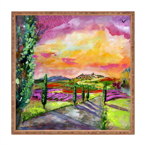 Ginette Fine Art A Sunny View In Umbria Italy Square Tray