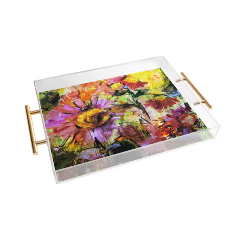 Ginette Fine Art Abstract Echinacea Flowers Acrylic Tray