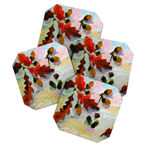 Ginette Fine Art Acorns In The Snow Coaster Set