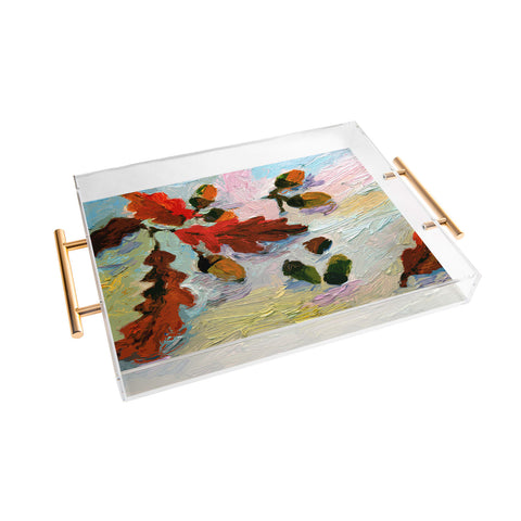 Ginette Fine Art Acorns In The Snow Acrylic Tray